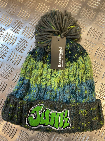 Junk Clothing green/grey bobble hat